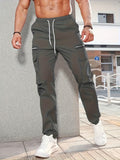 Men's  Trendy Solid Tactical Pants, Casual Multi Pockets Trousers For Outdoor