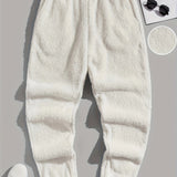 kkboxly Warm Fleece Joggers, Men's Casual Pants Sweatpants With Pockets For Fall Winter