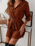 kkboxly  Button Shirt Dress With Belt, Elegant Long Sleeve Dress For Spring & Fall, Women's Clothing