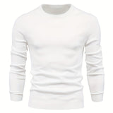 Plus Size Men's Solid Sweater  With Long Sleeves, Casual Pullover Knit Tops For Daily Life, Men Clothing