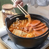 kkboxly 1pc Japanese-Style Handmade Cast Iron Stew Pot - Thick, High Temperature Resistant, No Coating, Old-Fashioned, Perfect for Sukiyaki and Soup Cooking