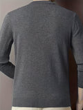 kkboxly  All Match Knitted Solid Sweater, Men's Casual Warm Mid Stretch Crew Neck Pullover Sweater For Men Fall Winter