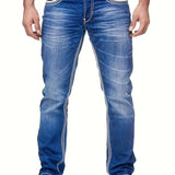 kkboxly Men's Casual Distressed Skinny Jeans, Chic Street Style Medium Stretch Denim Pants