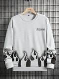 Fire Pattern Print, Men's Sweatshirt, Loose Trendy Pullover, Men's Clothing