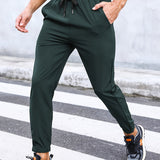 kkboxly Men's Sports Pants, Drawstring Comfy Active Thin Breathable Trousers For Outdoor Activities, Spring Fall