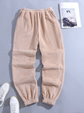 kkboxly Warm Fleece Joggers, Men's Casual Pants Sweatpants With Pockets For Fall Winter