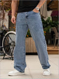 kkboxly Men's Casual Loose Fit Jeans, Street Style Baggy Denim Pants