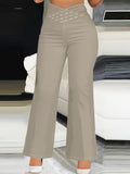 kkboxly  Solid Color Bootcut Pants, Elegant High Waist Pants, Women's Clothing