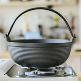 kkboxly 1pc Japanese-Style Handmade Cast Iron Stew Pot - Thick, High Temperature Resistant, No Coating, Old-Fashioned, Perfect for Sukiyaki and Soup Cooking