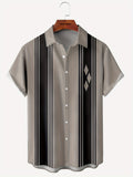 2025 kkboxly  Stylish Men's Striped Graphic Lapel Shirt for Summer - Plus Size Available