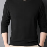 kkboxly Solid Trendy Sweatshirt, Men's Casual Basic Crew Neck Sweatshirt For Men Fall Winter