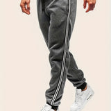 kkboxly  Zipper Pocket Joggers, Men's Casual Loose Fit Slightly Stretch Waist Drawstring Pants For The Four Seasons Fitness Cycling