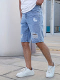 kkboxly  Men's New Washed Ripped Denim Shorts For Spring And Summer