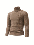 kkboxly  Men's Plain Turtleneck Sweater, Trendy High Stretch Fashion Comfy Thermal Tops