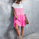 kkboxly Women's Summer Dress: Color Block Ruffle Sleeve Mini Dress - Look Flawless & Feel Fabulous!