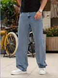 kkboxly Men's Casual Loose Fit Jeans, Street Style Baggy Denim Pants