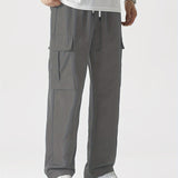 kkboxly  Men's Multi Pocket Casual Pants, Comfy Straight Leg Cargo Pants