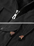 kkboxly  Casual Hooded Jacket For Men Fleece Thicken Midi Coat (One Size Up)