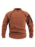 kkboxly  Men's Warm Polar Fleece Sweatshirt, Casual Stretch Sports Tops For Fall Winter