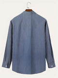 kkboxly  Plus Size Men's Striped Shirt For Fall Winter, Men's Clothing