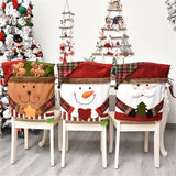 Set of Christmas Chair Covers, Santa, Snowman, Reindeer Designs, Non-Woven Fabric, Foldable, Stain-Resistant, Removable, with Ideal for Festive Party Decor, for Office, Dining, Reading