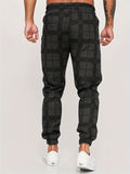 kkboxly  Men's Retro Plaid Joggers, Men's Casual Stretch Waist Drawstring Sports Pants Sweatpants