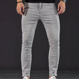 kkboxly  Men's Slim Fit Jeans, Street Style Distressed Medium Stretch Denim Pants