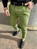 kkboxly Solid Color Slim Men's Pants Europe And The United States Style Fashion Pencil Pants Business Casual Daily Hundred Foot Pants