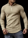 kkboxly Trendy Waffle Sweatshirt, Men's Casual Solid V Neck Sweatshirt For Men Fall Winter