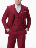 Formal 3 Pieces Set, Men's Two Button Jacket & Slanted Lapel Vest & Pants Suit Set For Business Dinner Wedding Party