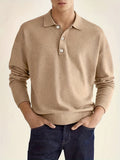 Solid Men's Casual Comfy Long Sleeve  Shirt For Golf, Spring Fall