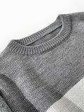 2025 kkboxly  Men Color Block Crew Neck Soft Casual Pullover Knitted Sweater Without Shirt