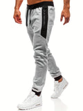 kkboxly  Zipper Pocket Joggers, Men's Casual Loose Fit Slightly Stretch Waist Drawstring Pants For The Four Seasons Fitness Cycling