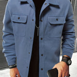 kkboxly  Men's Casual Single Breasted Button Up Shirt Coat For Spring Fall