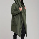 kkboxly  Trendy Solid Windbreaker Warm Men's Hooded Jacket Casual Long Sleeve Hoodies Open Front Cardigan Cape Cloak Hooded Coat For Spring Fall