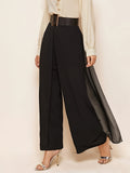 kkboxly  Solid Color Wide Leg Pants, Elegant Belt Loose Pants For Spring & Fall, Women's Clothing