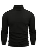 kkboxly  Casual Solid Men's Autumn And Winter Turtleneck Long-sleeved Fit T-shirt