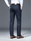 kkboxly  Classic Design Dress Pants, Men's Semi-formal Embroidery Stretch Dress Pants For Fall Winter Business