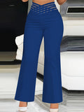 kkboxly  Solid Color Bootcut Pants, Elegant High Waist Pants, Women's Clothing