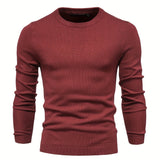 Men's Solid Color Crew Neck Slim Fit Knit Sweater