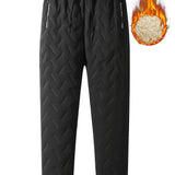 kkboxly Men's Loose Fit Warm Thick Joggers, Casual Windproof Sports Pants For Fall Winter