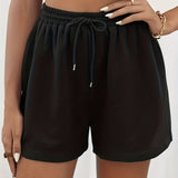 kkboxly  Drawstring Solid Shorts, Sports Casual Shorts For Summer & Spring, Women's Clothing