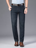 kkboxly  Men's Straight Leg Jeans For Business, Semi-formal Medium Stretch Jeans