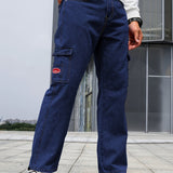 Multi Pocket Loose Fit Jeans, Men's Casual Street Style Denim Pants For All Seasons