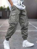 kkboxly  Trendy Men's Casual Cargo Pants With Pocket, Men's Outfits For Spring And Autumn