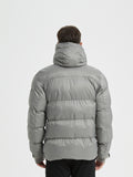 Men's Trendy Windproof Puffer Coat, Casual Thermal Zip Up Hooded Jacket For Outdoor