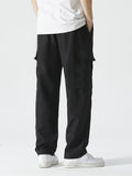 kkboxly Men's Multi Pocket Casual Pants, Comfy Straight Leg Cargo Pants