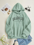 Los Angeles Letter Print Drawstring Hoodie, Casual Long Sleeve Pocket Sweatshirt, Women's Clothing