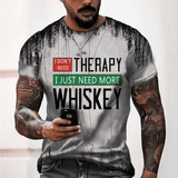 kkboxly  THERAPY & WHISKY Letter Print Men's Summer T-shirt, Men's Fashion Tops