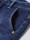 kkboxly  Slim Fit Distressed Jeans, Men's Casual Slightly Stretch Chic Denim Pants For Spring Summer